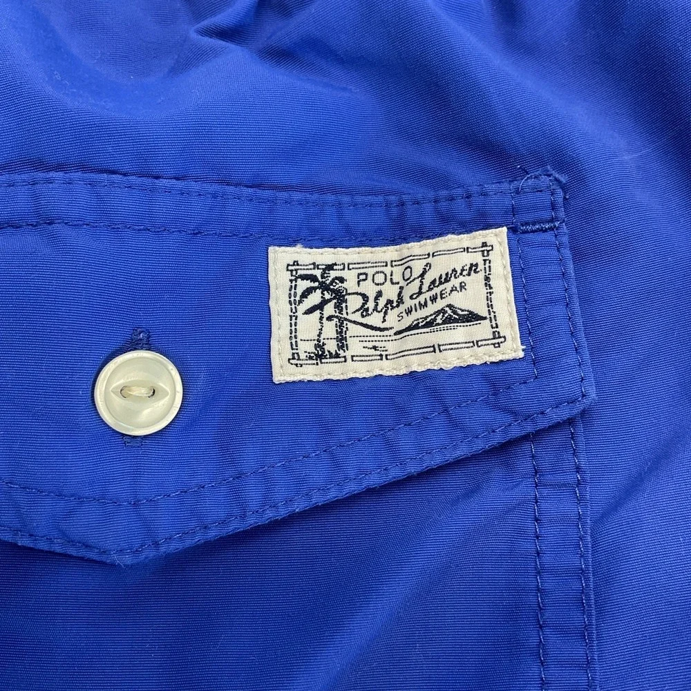 Polo Ralph Lauren Men's Blue Mesh Lined Swim Trunk‎ Shorts Red Pony Logo Large